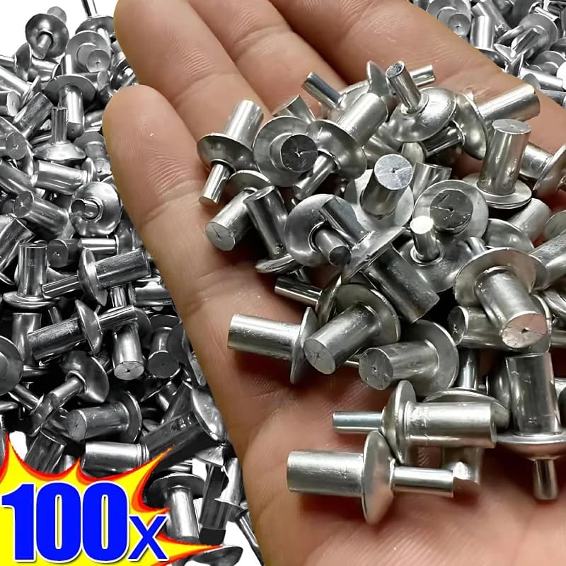 100x Expansion Hammer Drive Rivets Percussion Expansion Aluminum Nail Head Piercing Busting Type Small Self-tapping Screws Fixing elements