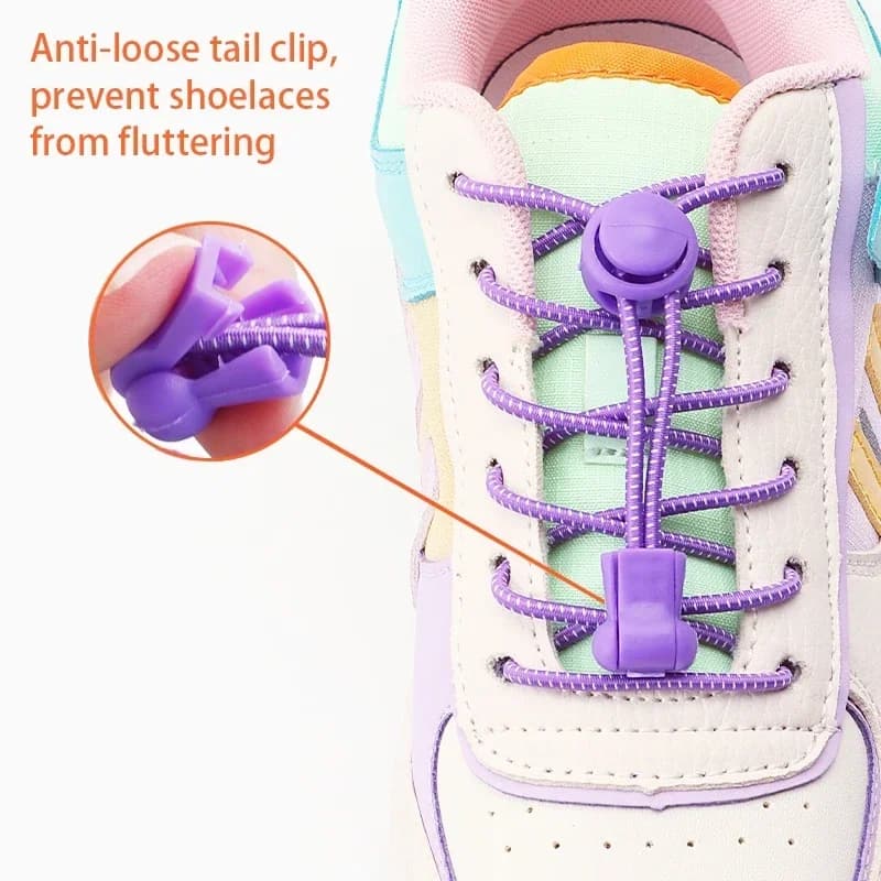 2 paia di lacci elastici rotondi per bambini e adulti, lacci per scarpe senza nodo con chiusura rapida, accessori per scarpe.