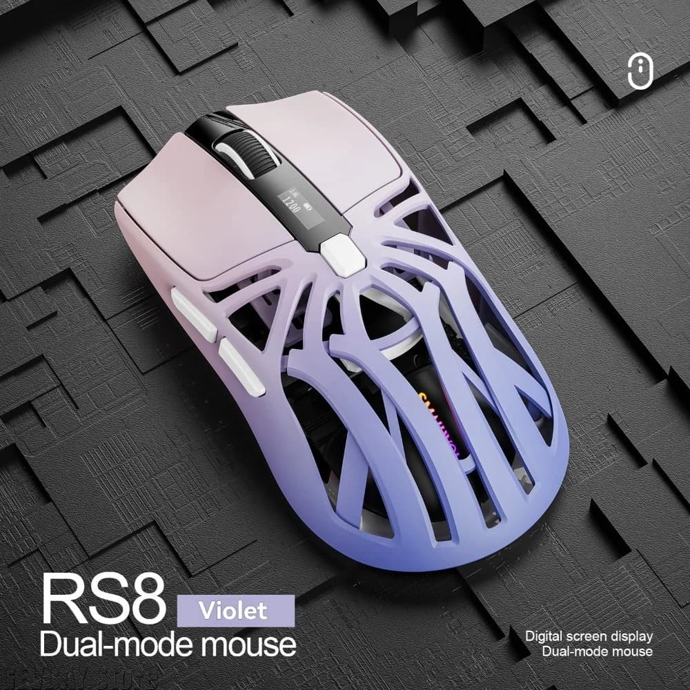 SmailWolf RS8 ergonomic wireless gaming mouse, trimodal with ultralight cable design, 1000 Hz extended battery life