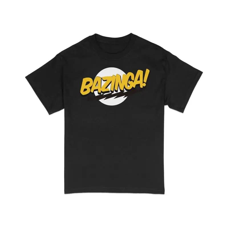Divertente maglietta Bazinga Cultura pop Stile fumetto Tipografia audace Casual Top Geek Chic Abbigliamento Idea
