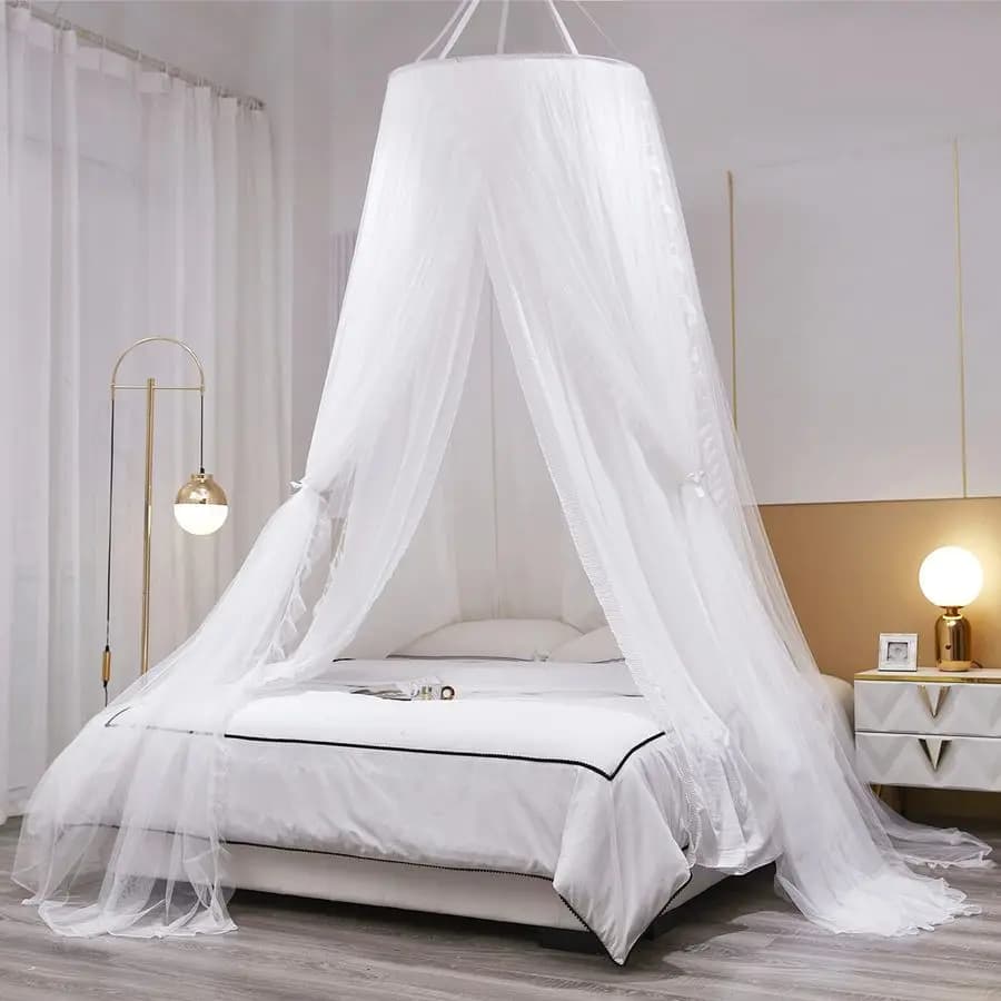 Double Layer Round Dome Canopy Tent for Princess Bed, for Girls and Adults, Kids Dream Mosquito net, Cute Castle Shaped Bedroom Decoration