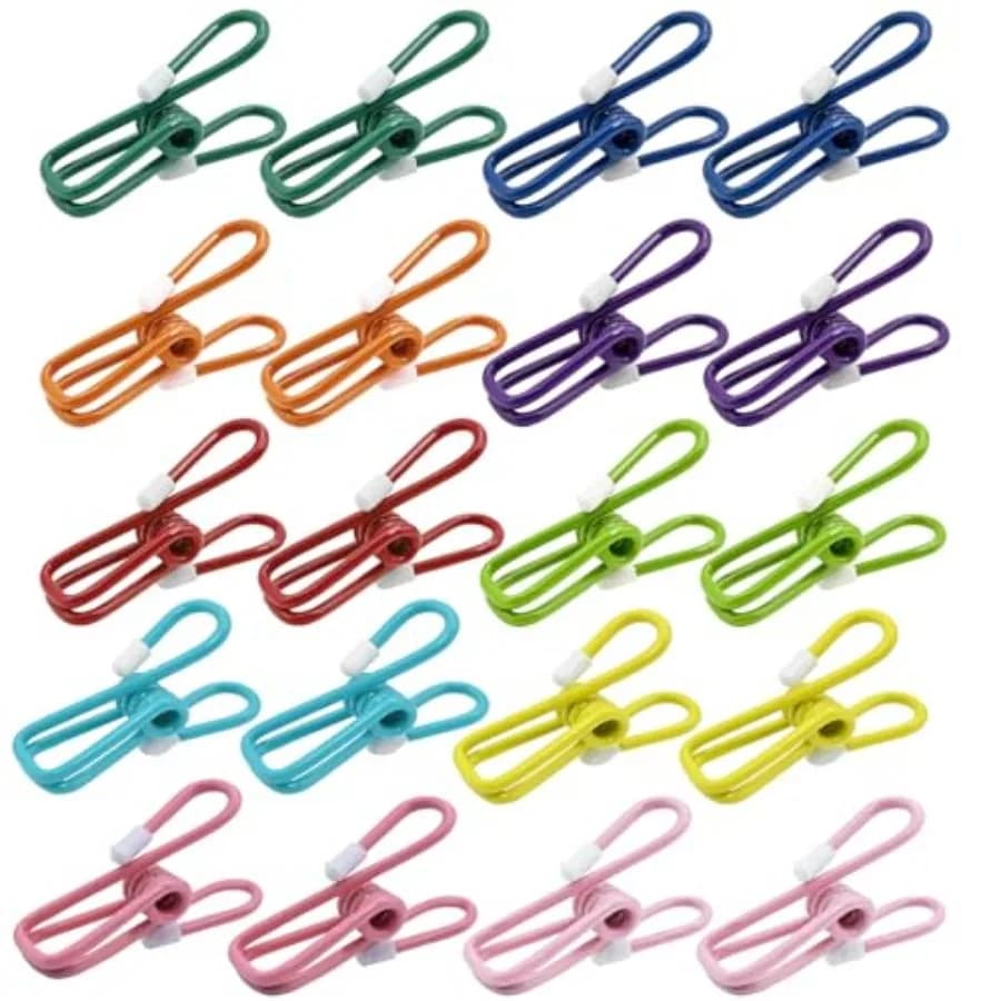 20 Pack Chip Clips Bag Clips 2.2 Inch 55mm,Stainless Steel Bag Clip for Food Storage, Snack, Kitchen, Laundry Clothes Pins for