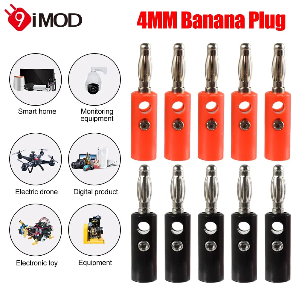 ​9IMOD Banana Plug 10PCS 4MM Banana Plug Connector Test Plug Lantern Plug For Audio Video Speaker Cable Adapter Terminal