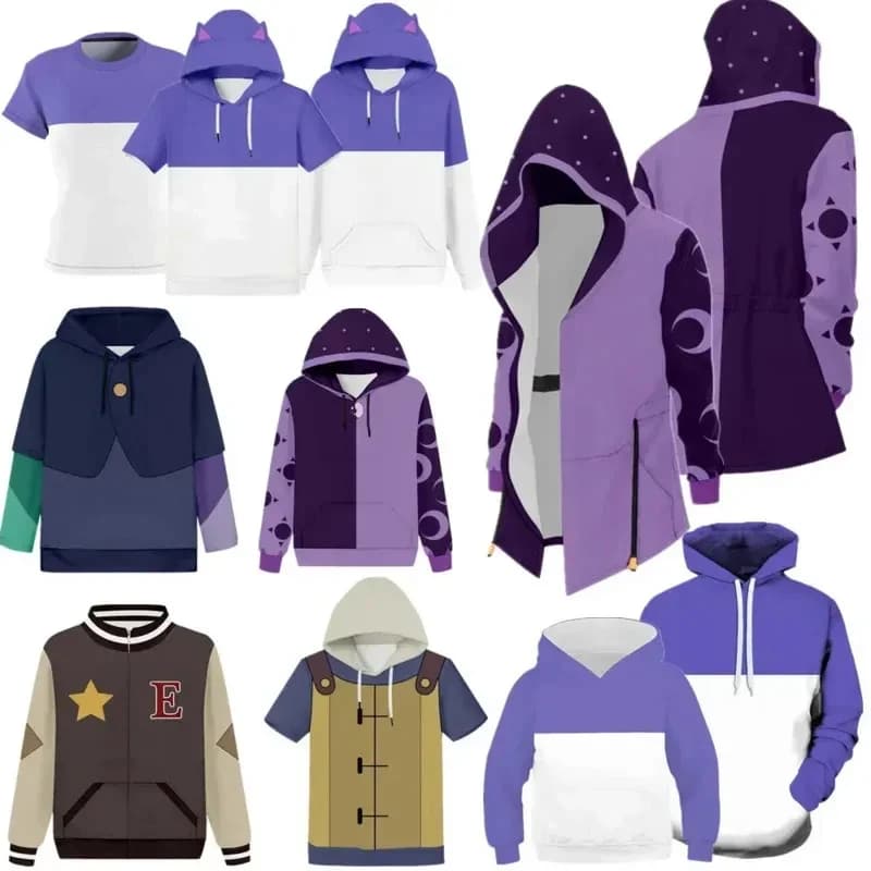 ♥AA The Owl Cos House Light Noceda Cosplay Hoodie Short Sleeve T-Shirt Zip Up Baseball Jacket Coat Halloween Adult Kids New 2026