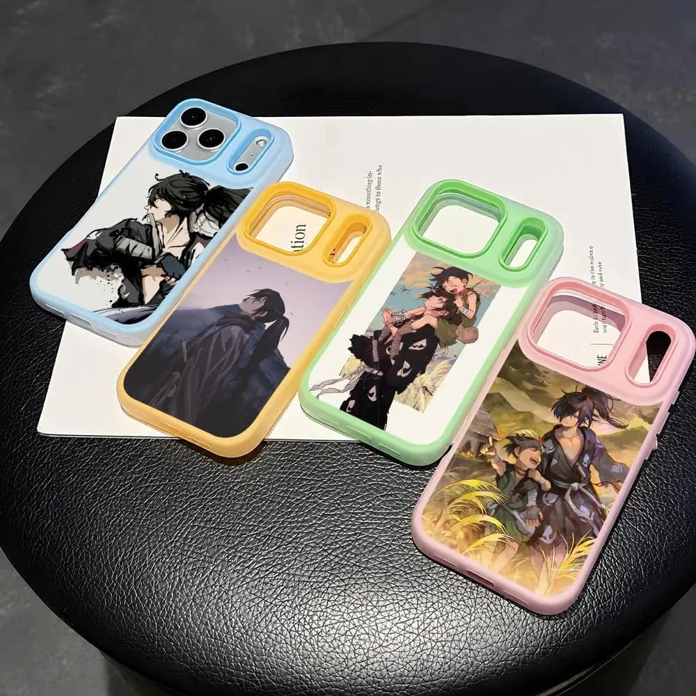 Japanese Anime Dororo Phone Case 2-in-1 Detachable Clear with Card Holder for iPhone 12-17 Soft Multi-Color
