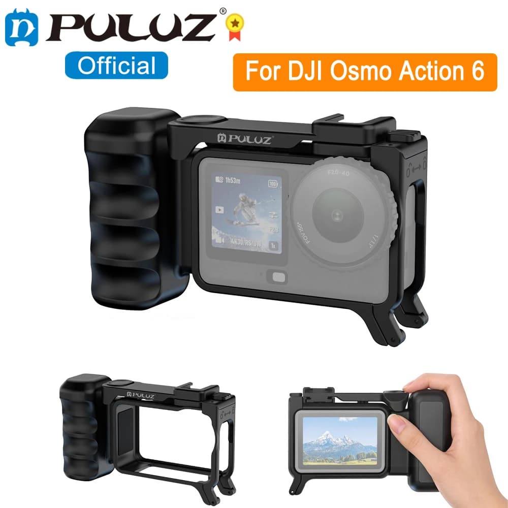 PULUZ Per DJI Osmo Action 6: Impugnatura a sgancio rapido in ABS con attacco per fotocamera, supporto per fotografia di strada, accessori impugnatura a calzana fredda
