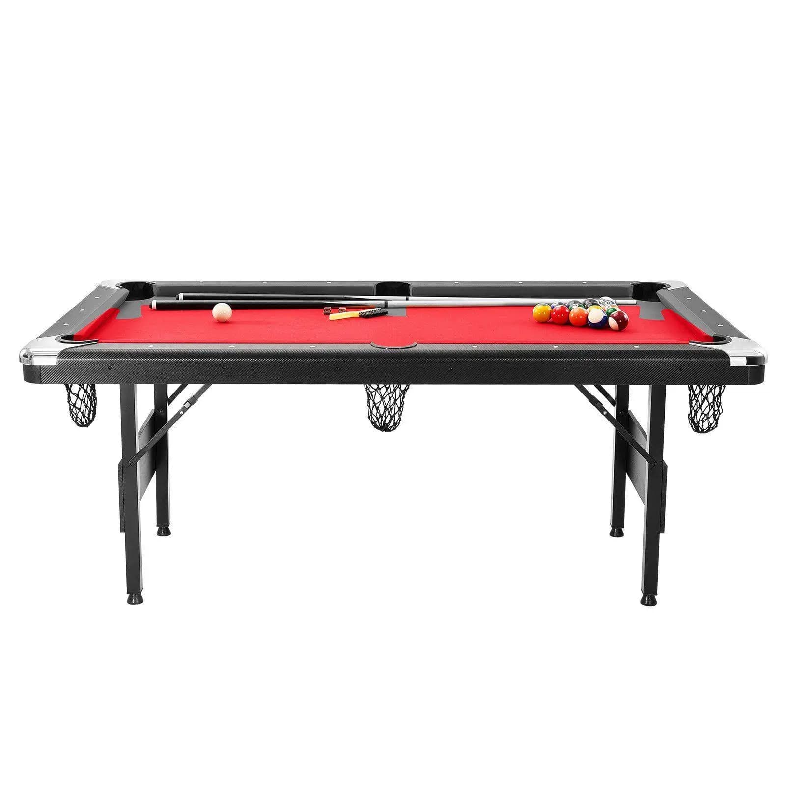 Tavolo da biliardo pieghevole da 6,3 piedi Base in MDF solido Gambe in metallo robuste Set completo di attrezzature per giochi per l'intrattenimento domestico