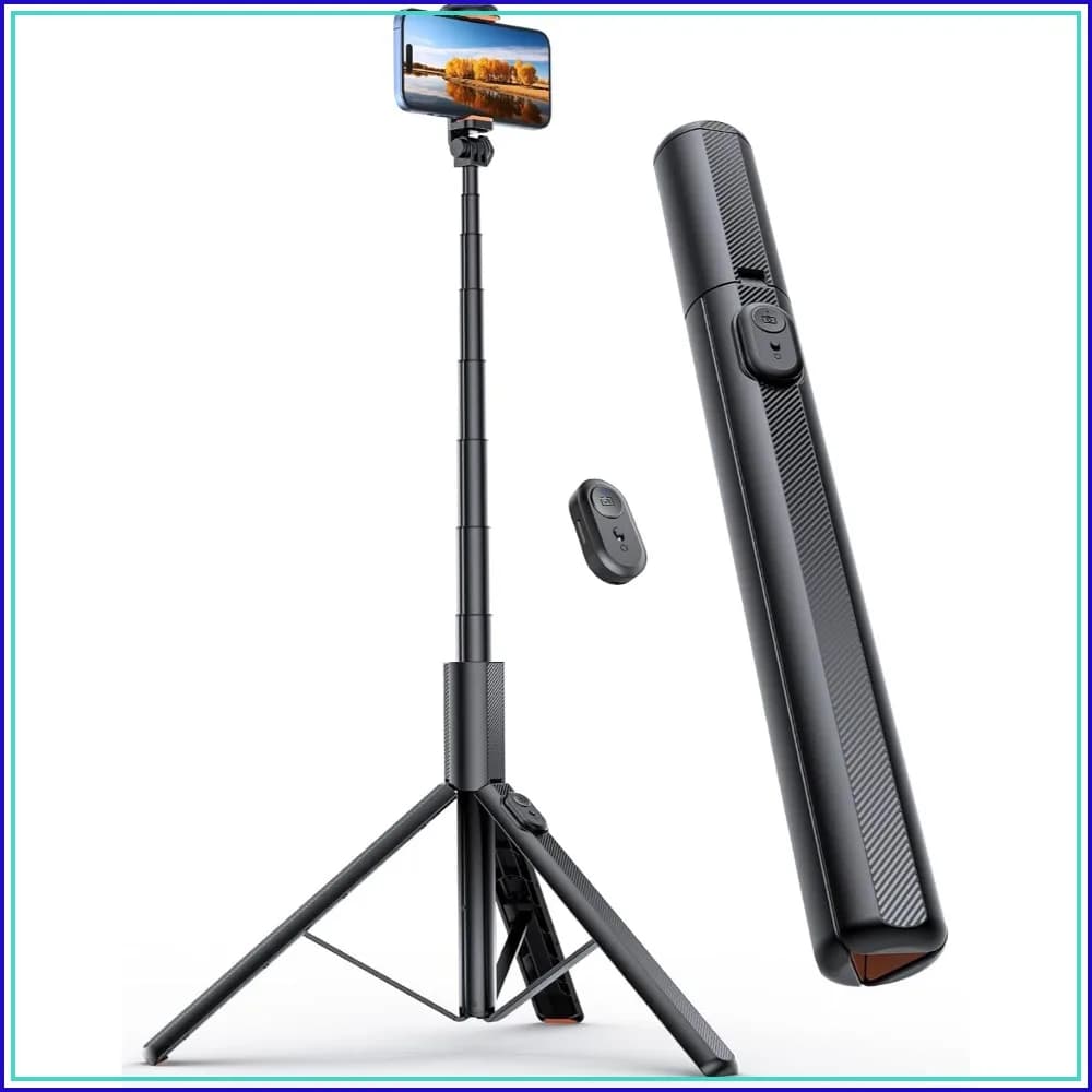 71" Phone Tripod & Selfie Stick with Remote, 1/4" Mount for Camera