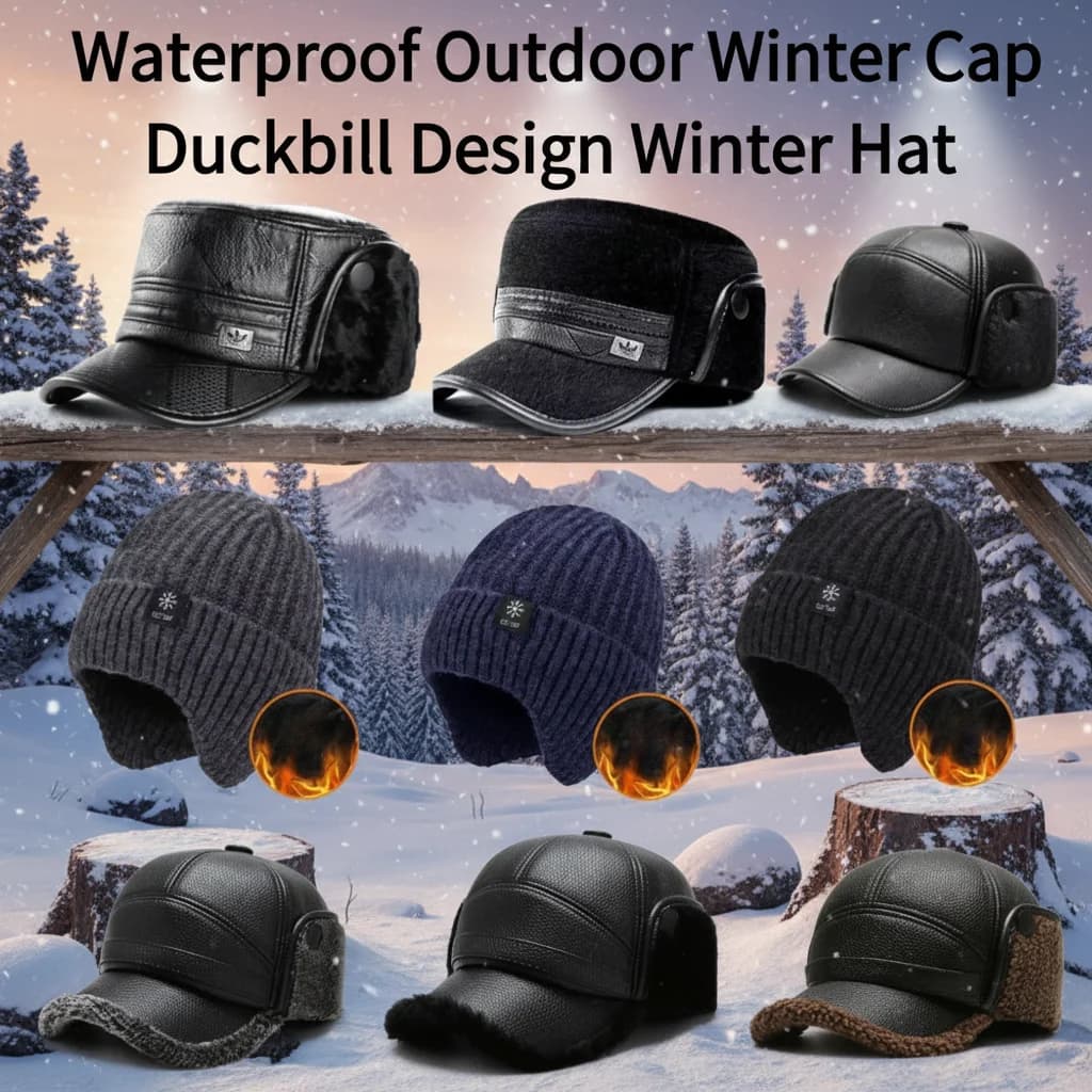 Winter Hat For Men Windproof Waterproof Outdoor Winter Cap Duckbill Design Winter Hat For Elderly Non-Wired Comfort All Day
