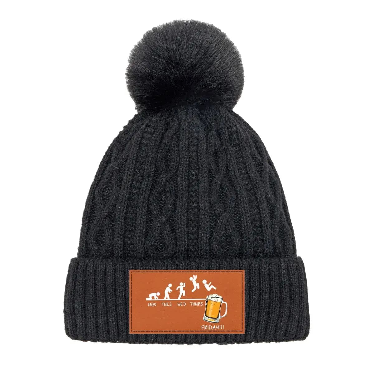 Friday Beer Mug Graphic Cappello lavorato a maglia con pompon unisex Regalo di Capodanno Abbigliamento da festa