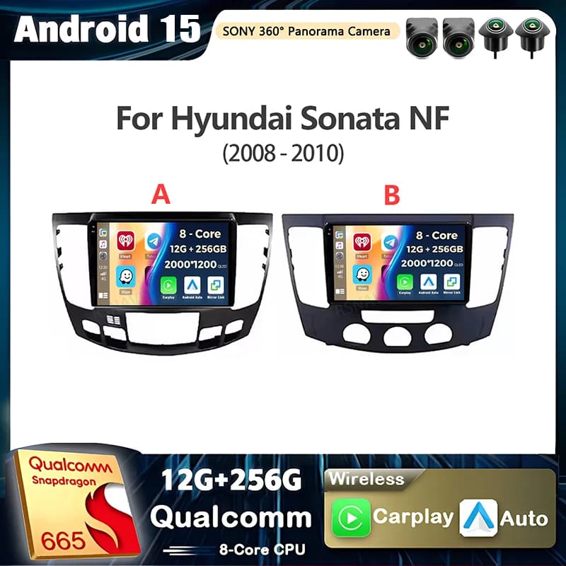 Android 15 Qualcomm Carplay Auto Per Hyundai Sonata NF 2008 2009 2010 Autoradio Lettore Multimediale stereo di Navigazione Video GPS BT