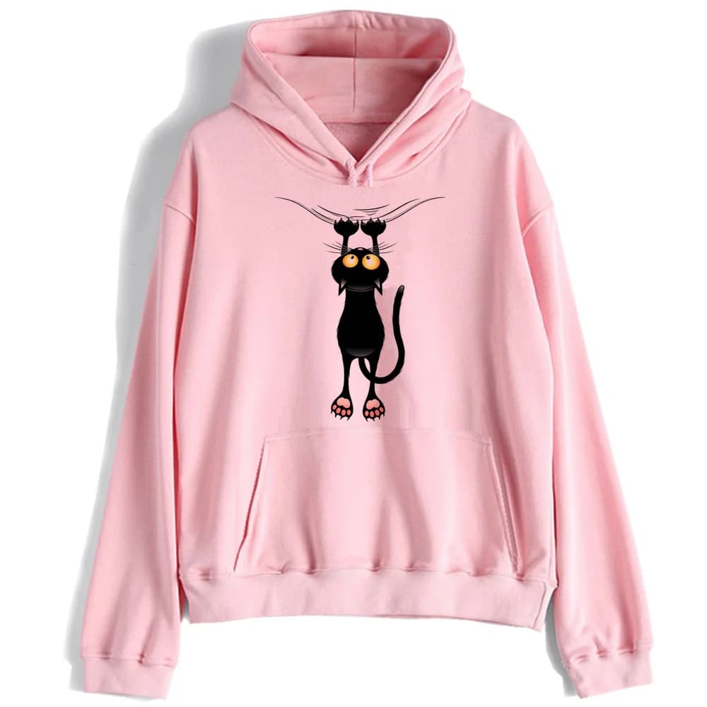 Fun Cat hoodies women anime sweatshirt graphic 2000s tops winter warm Casual Quality