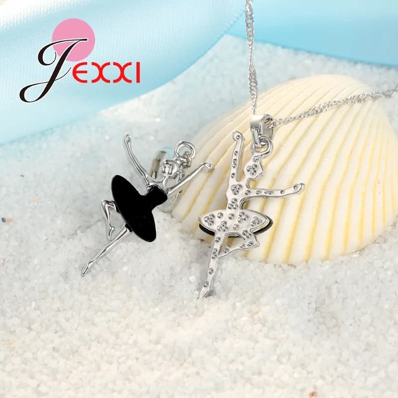 Set di gioielli in cristallo CZ stile ballerina alla moda per donna Orecchini con collana in argento sterling 925 femminile per ballo di vestito