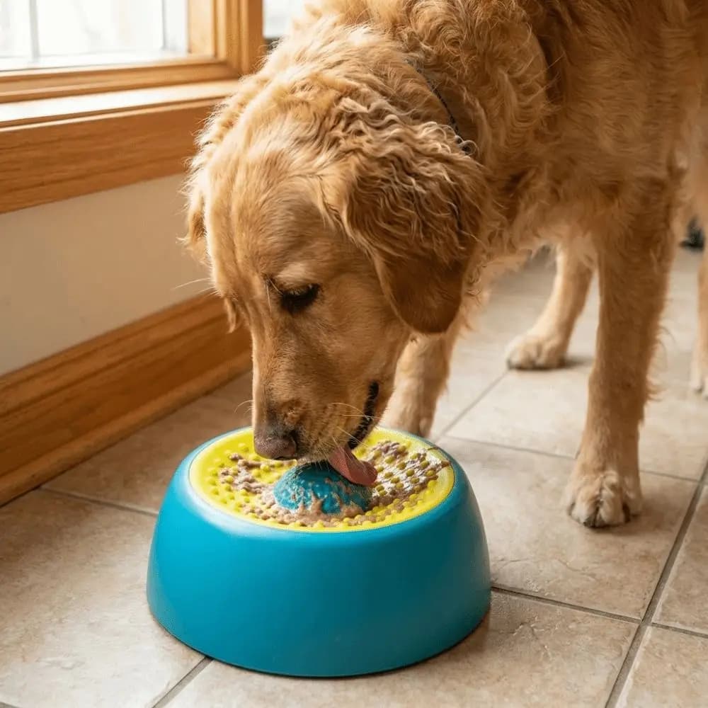 Ciotola per Cani in Plastica con Palla Rotolante, Antiscivolo, per Alimentazione Lenta, Grado Alimentare, Anti-Soffocamento, per Addestramento Cuccioli