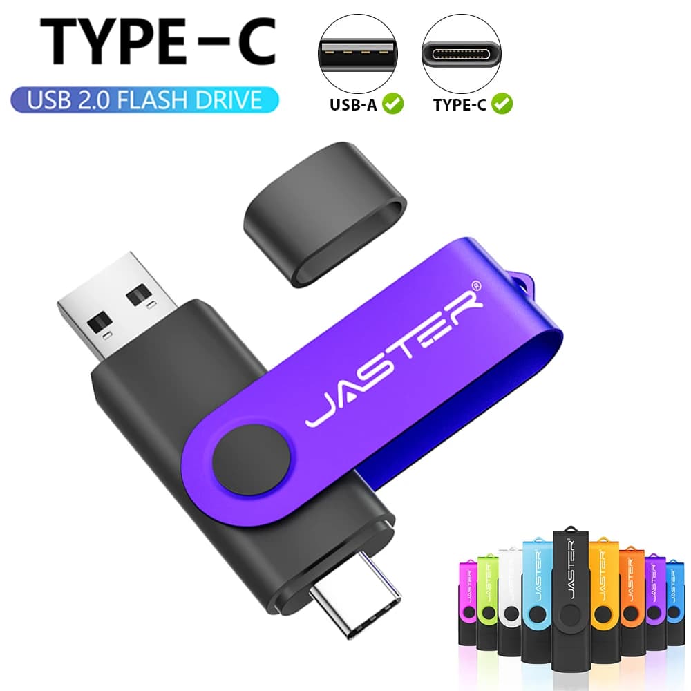 Chiavetta USB Creativa Nera e Viola TYPE-C 4GB 8GB 16GB 32GB 64GB, Memoria Esterna per Computer e Telefono Cellulare