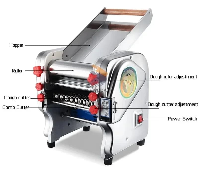 Macchina Elettrica Commerciale per Pasta 110V/220V 750W 220mm in Acciaio Inossidabile, Macchina Multifunzione per Stendere la Pasta