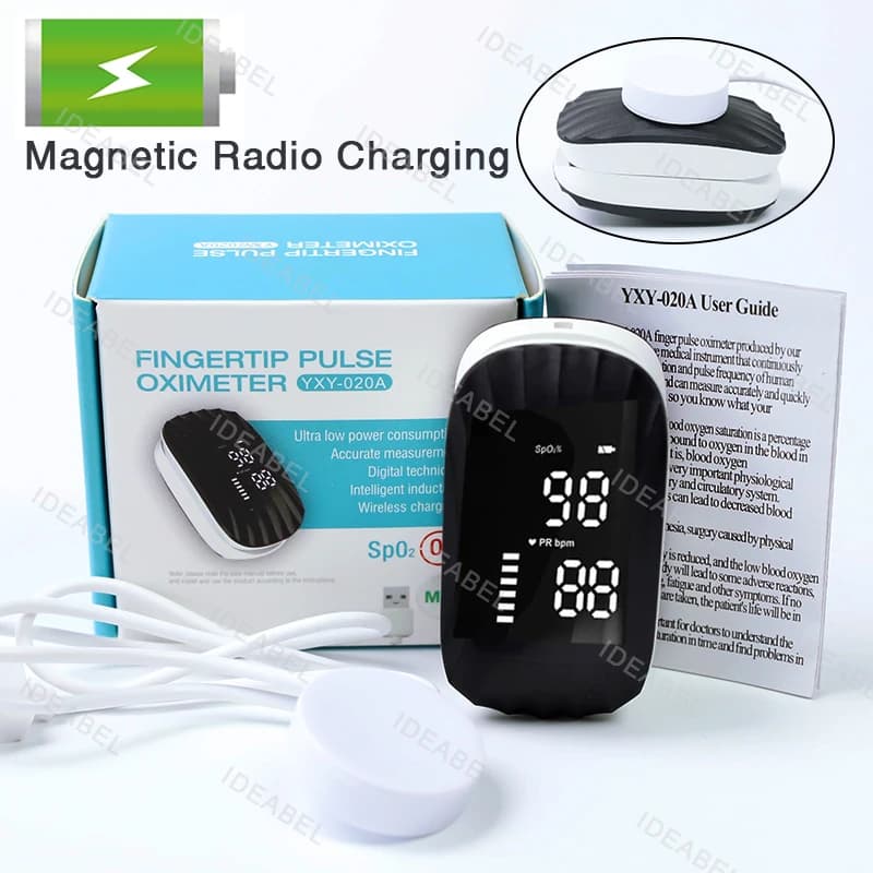 Pulsossimetro Magnetico con Ricarica Wireless, Display OLED, Monitoraggio della Saturazione dell'Ossigeno nel Sangue e della Frequenza Cardiaca, per Adulti