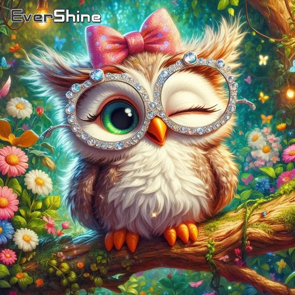 Evershine Nuovo arrivo diamante mosaico gufo nuova collezione pittura animale cartone animato pieno quadrato rotondo ricamo fiore artigianale