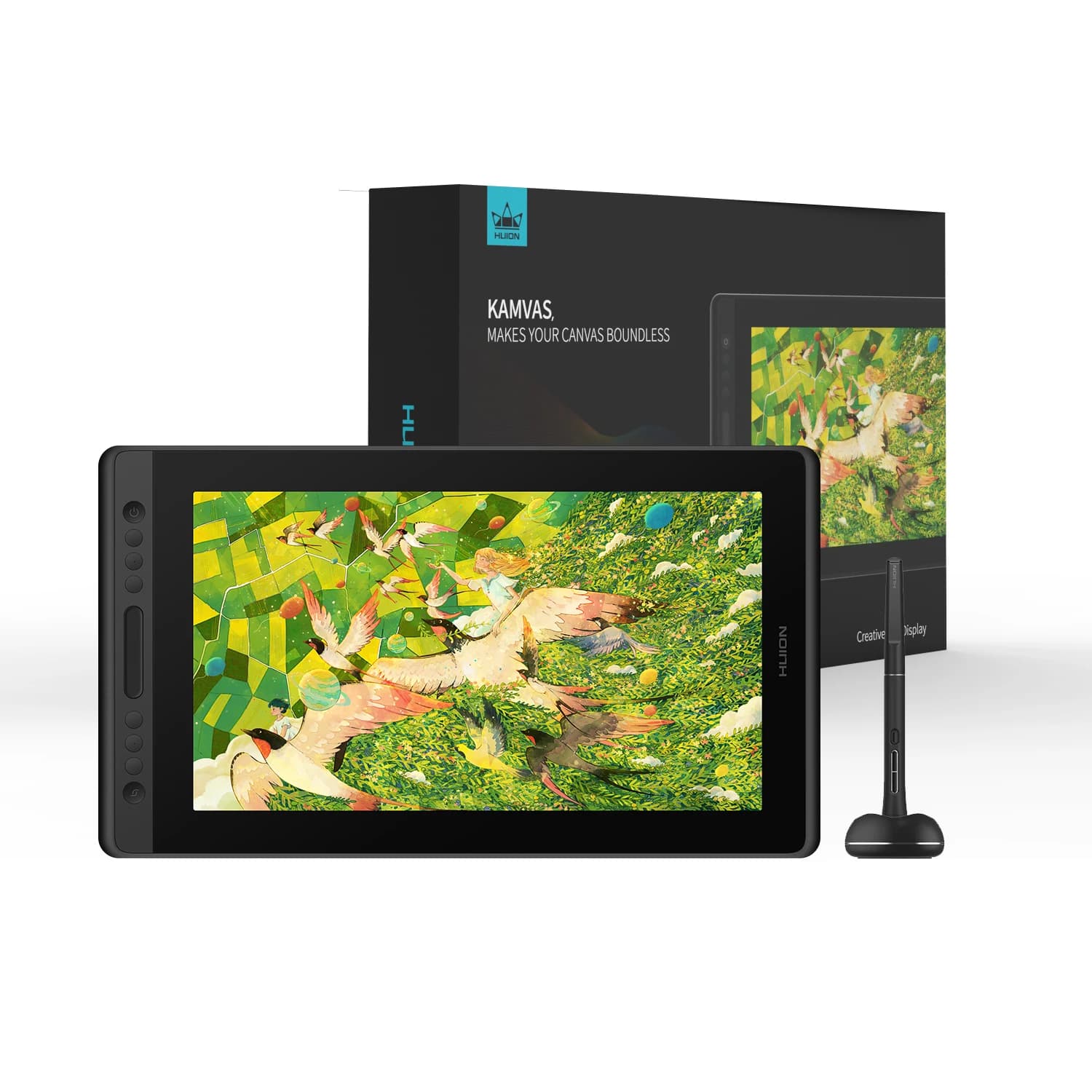 Tavolette grafiche Kamvas 20 Huion Schermo in vetro AG Display per tavoletta da disegno da 19,5 pollici Funzione di inclinazione 120% sRGB Stilo senza batteria