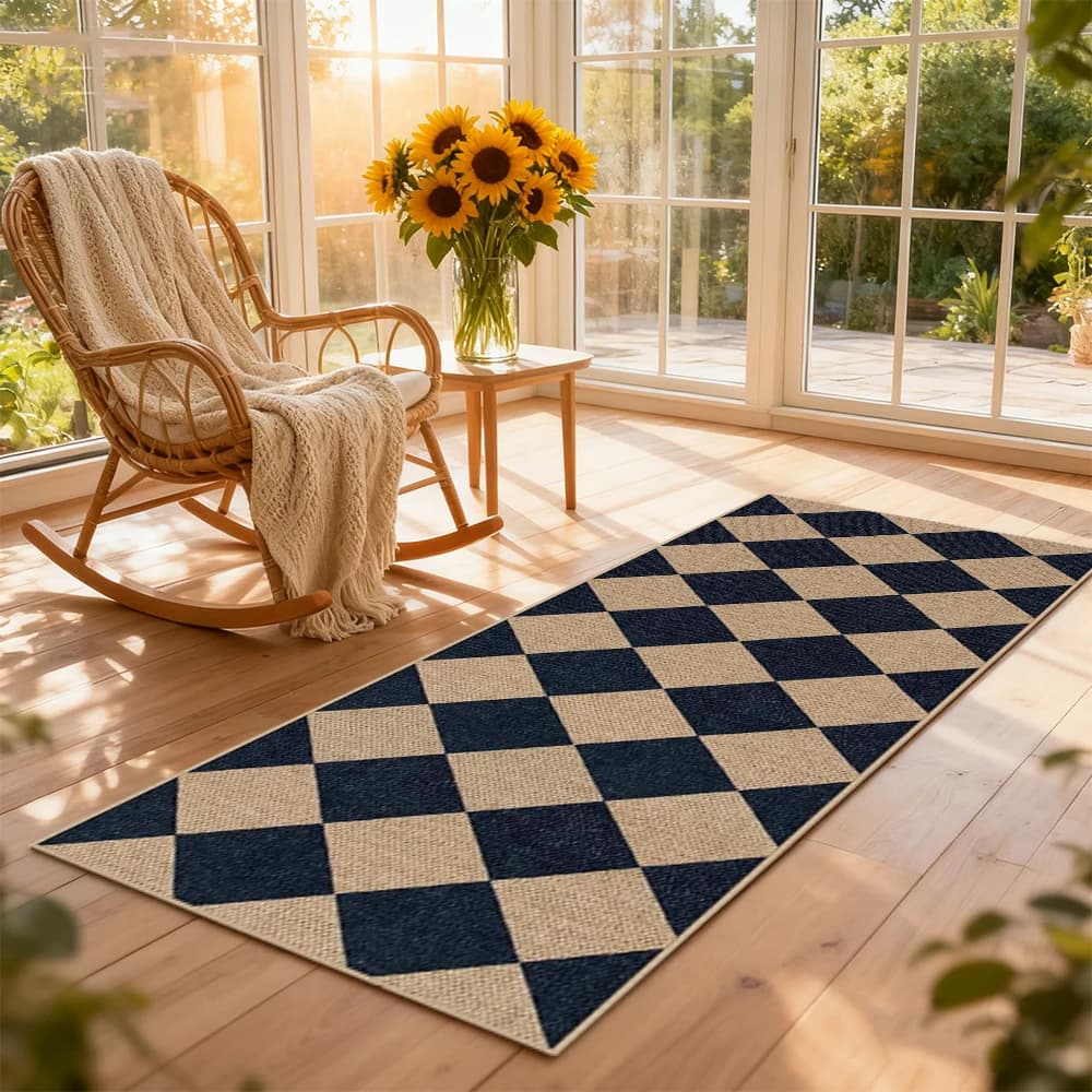 Runner Rugs Washable 2.5x8 Entryway Rug Runners for Kitchen Black Checkered Indoor Outdoor Carpet for Entryway easy washable rug