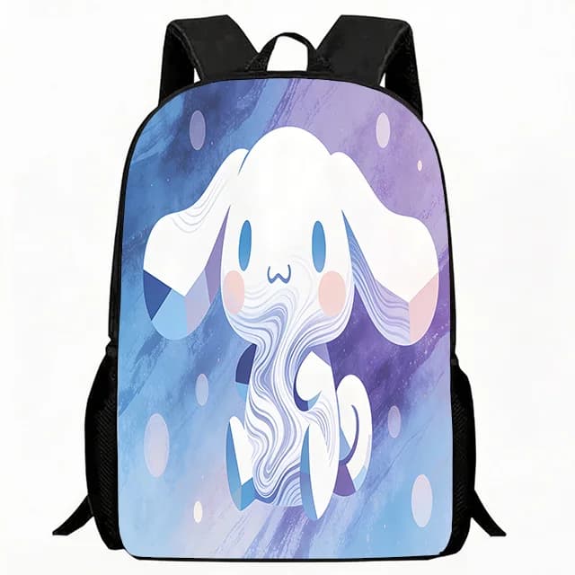 Zaino per bambini con stampa astratta di cuccioli e marmo, design artistico sfumato viola e blu, leggero e traspirante