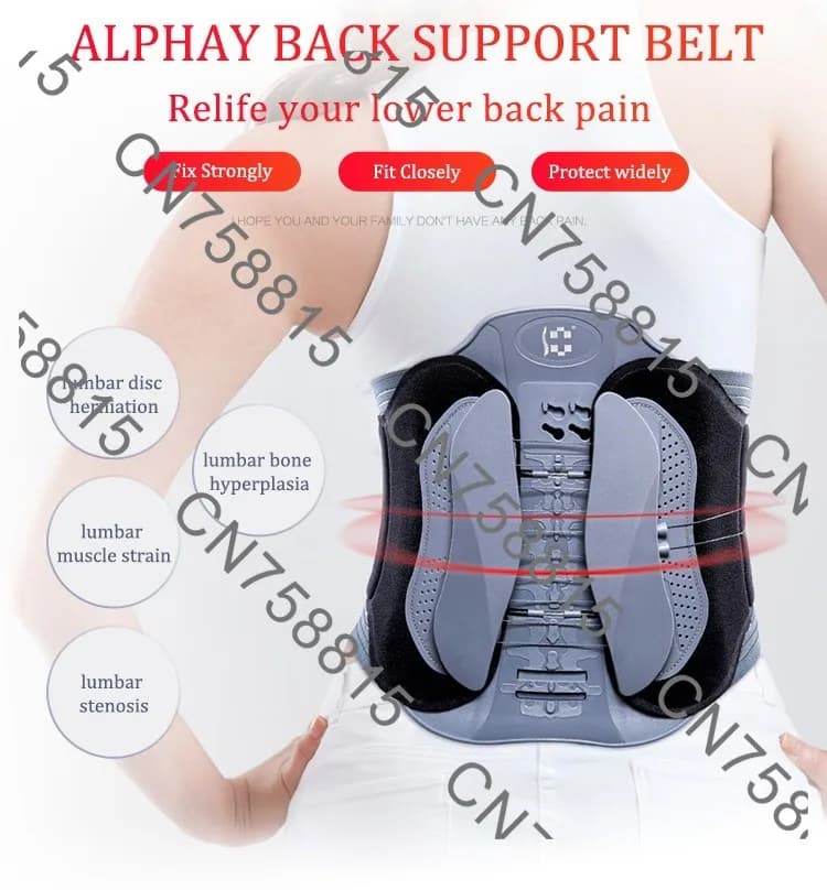 Supporto per il Sollievo dal Dolore alla Schiena, Cintura di Supporto Lombare Alpha Coefficient, Cintura Elastica per la Cura della Colonna Vertebrale