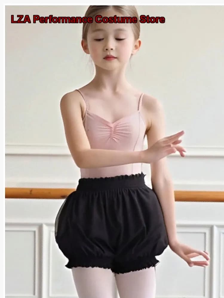 Children's Girls Dance Shorts Bloomers Three-Quarter Pants Nylon Dance Practice Pants Kids