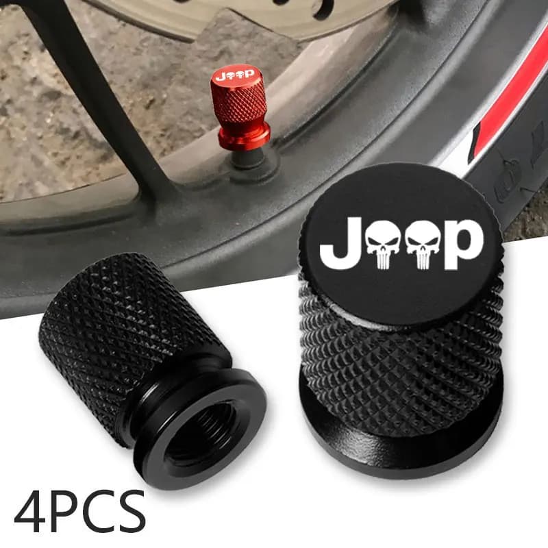 For Jeep Renegade Compass Wrangler Patriot Grand Cherokee Rubicon Auto Wheel Rubber Valve Pneumatic Stem Covers Airdust Waterproof