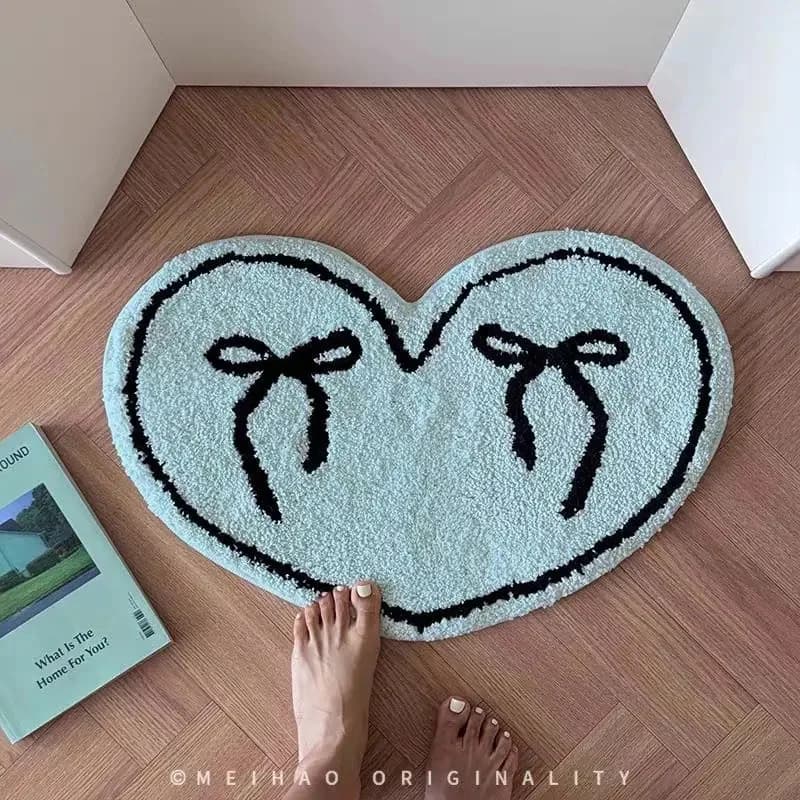 Tappeto VIKAMA Girly Bow Heart, morbido e soffice, tappeto da camera da letto, tappeto decorativo essenziale per case raffinate