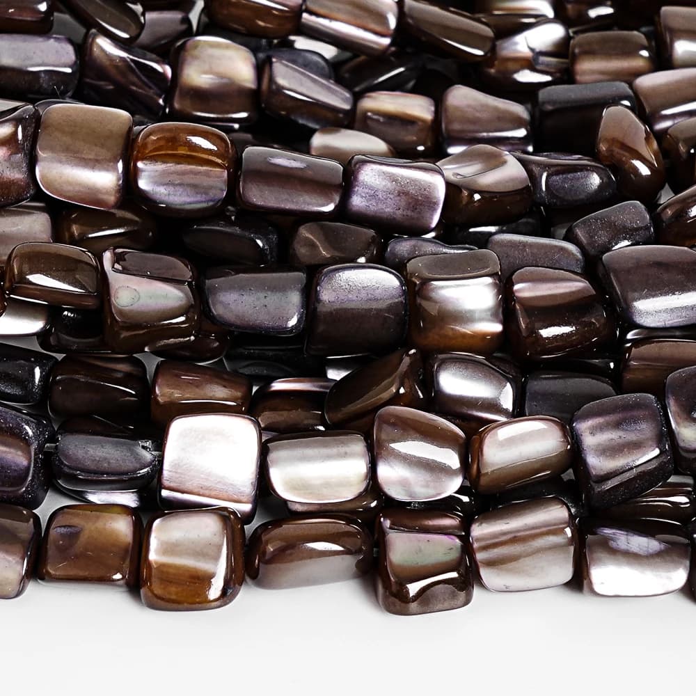 Perle Sciolte di Conchiglia Trochidea Marrone Naturale 6-9mm, Filo da 15 Pollici, Forma a Riso, Perle Irregolari Lucidate per Collane e Orecchini Fai da Te