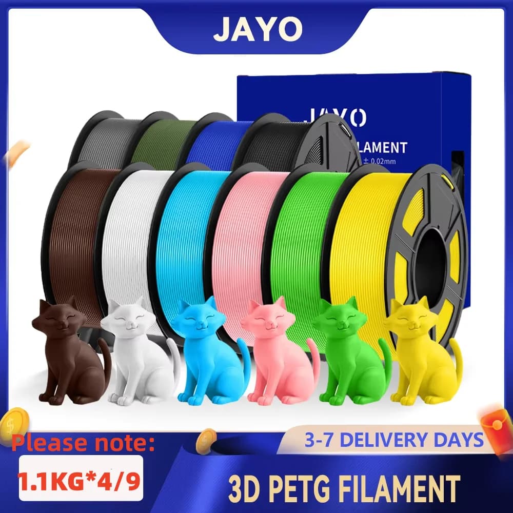Filamento per stampante 3D trasparente JAYO 3D PETG/PETG 1,75 ±0,02 mm 5/10 rotoli Filamento ordinato ad alta tenacità adatto alla maggior parte delle stampanti FDM