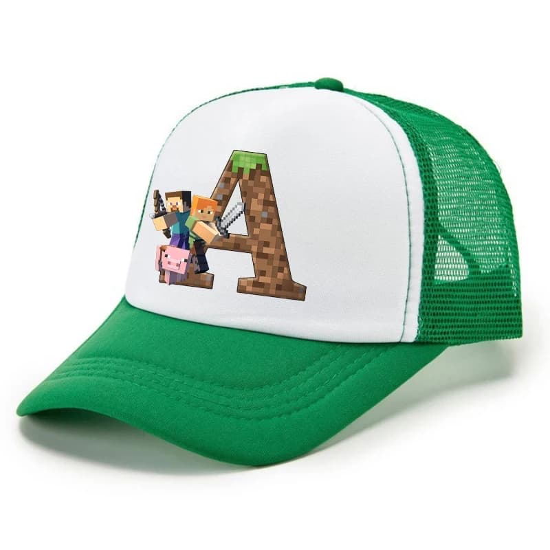 Hot Pixel Game Peaked Cap Cartoon A-Z Letter Baseball Caps Minecrafted Summer Breathable Mesh Hat Parent-child Hats Peacoat Gift