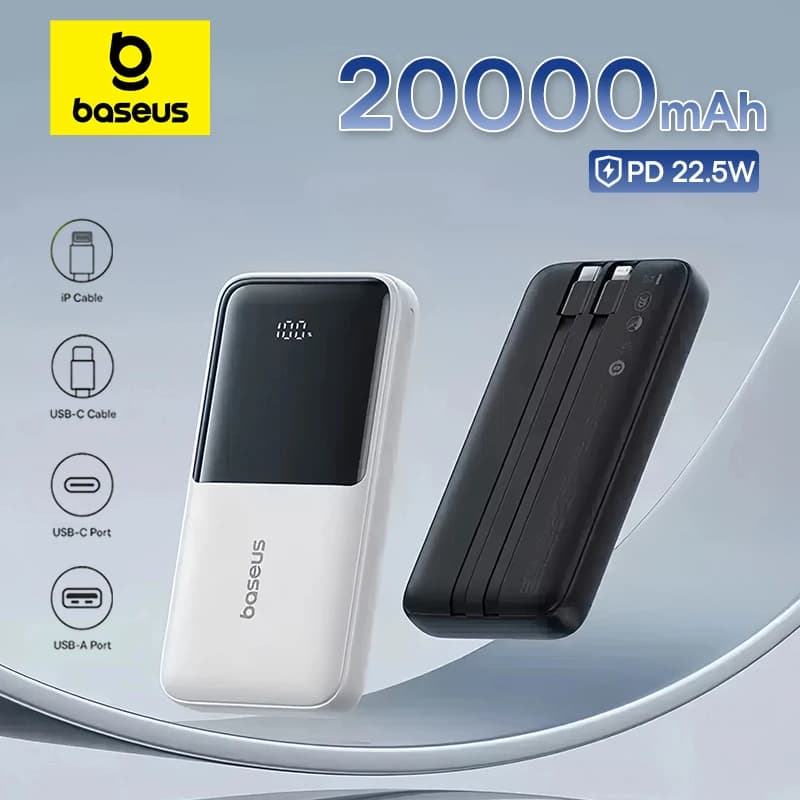 Baseus Power Bank 20000mAh PD 22.5W Quick charging External battery for phone Charger Powerbank for Xiaomi Little iPhone Samsung iPad