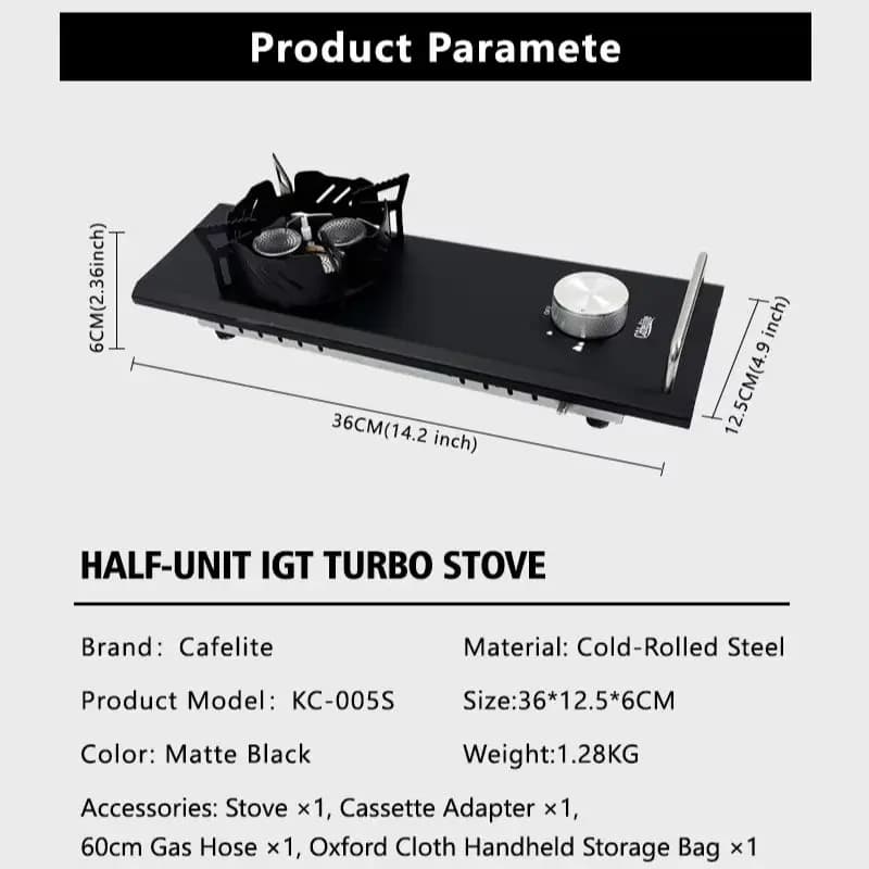 Fornello a Gas IGT 7500W, Bruciatore da Campeggio Portatile, Fornello da Tavolo Incorporato a Doppio Uso, Antivento con Tubo da 60cm