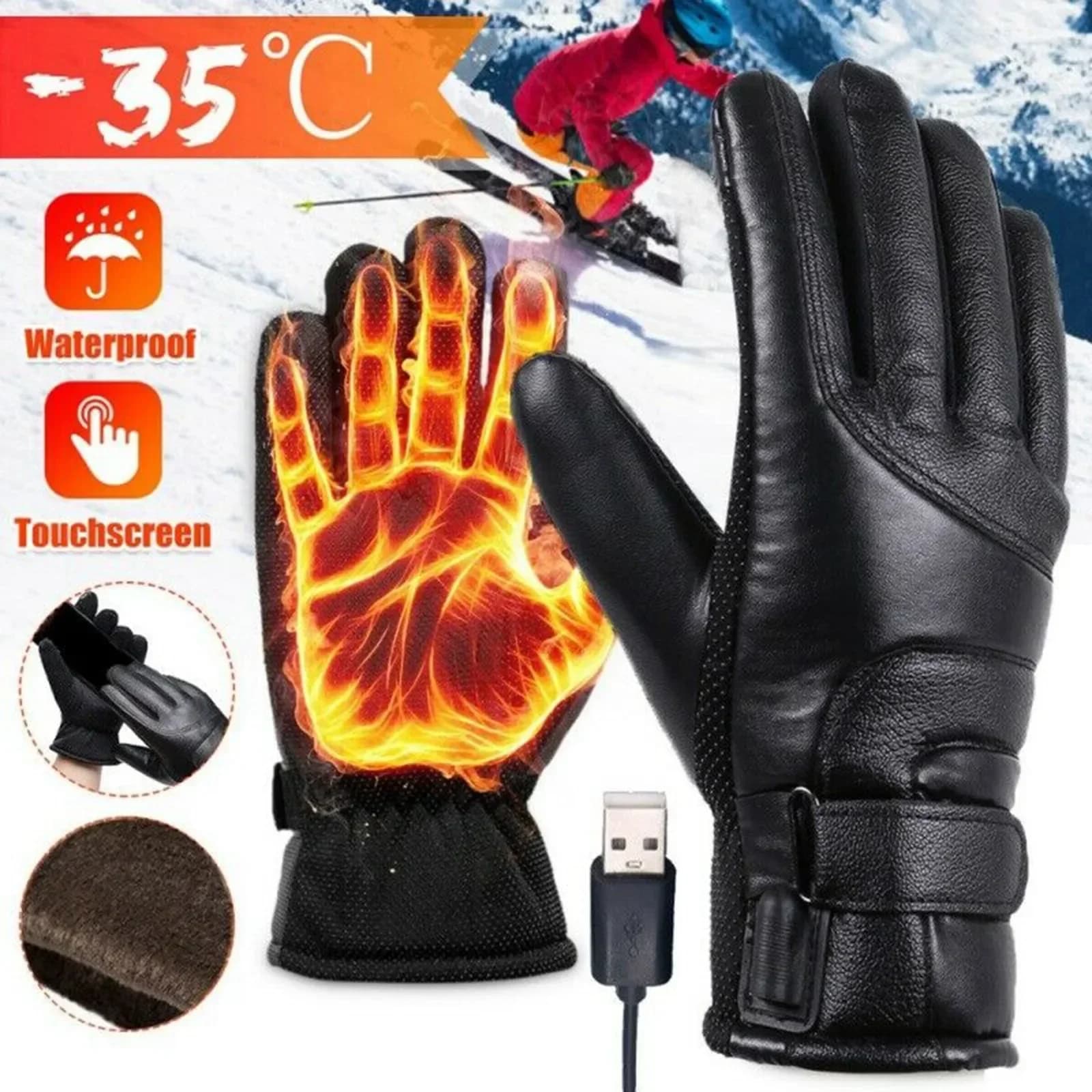 Heating gloves for winter electric bikes, USB motorcycles, men's riding, keeping warm and heating gloves