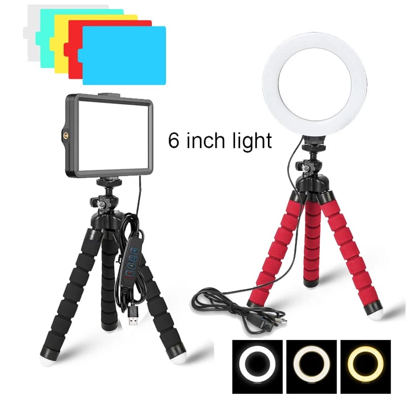 Luce ad anello dimmerabile da 16CM Led Selfie Ringlight fotografia fotografica illuminazione con treppiede autoscatto per telefono cellulare per Video Youtube