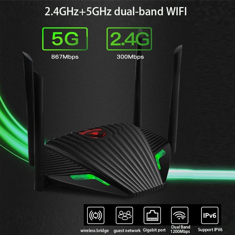 Amplificatore WiFi Gigabit Dual Band Ripetitore di segnale Wifi Estensore di portata Wi-Fi Router wireless wifi 1200M 2.4G 5G Antenna esterna
