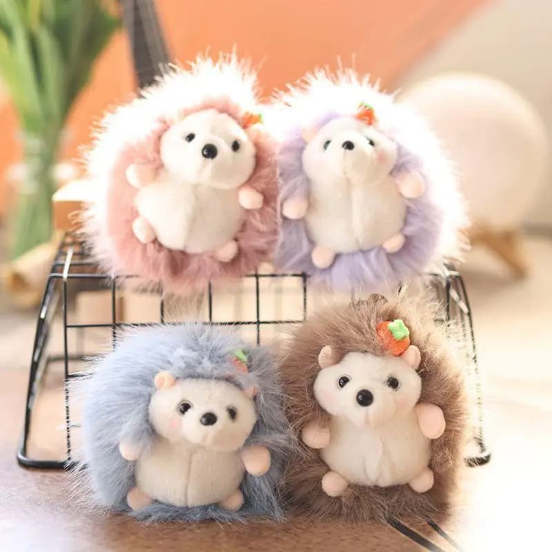 1 Pezzo Portachiavi con Ciondolo Animale Kawaii, Cartone Animato Riccio, Bambola Morbida di Peluche, Decorazione per la Casa, Regalo per Bambini #