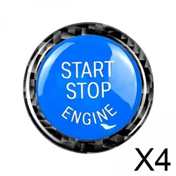 Copertura Blu per Pulsante Start Stop in ABS Effetto Fibra di Carbonio, Anelli Protettivi Decorativi per BMW E90 E92 E93 320i Z4 E89