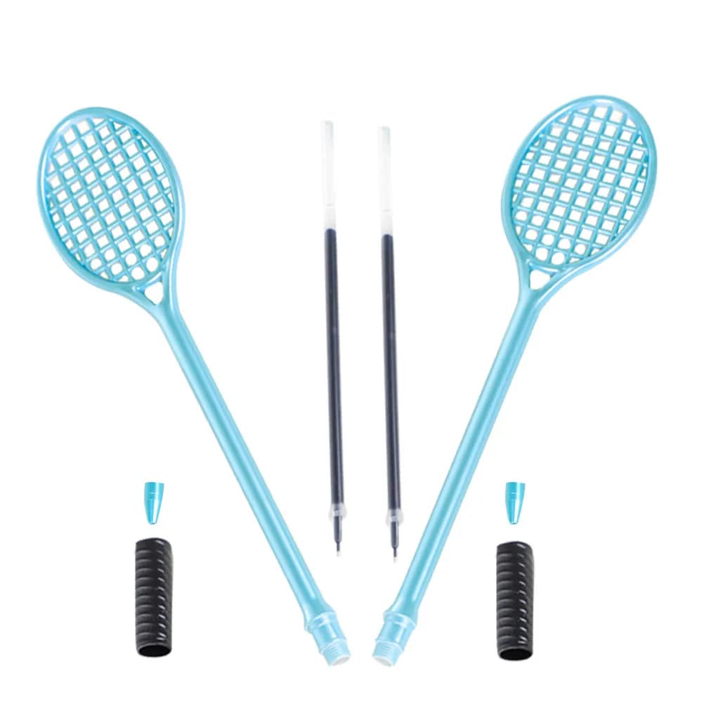 2 penne gel a forma di racchetta da tennis, inchiostro nero, design ergonomico sottile, per ufficio, scuola, disegno, schizzi, scrittura a punta fine, penna a sfera