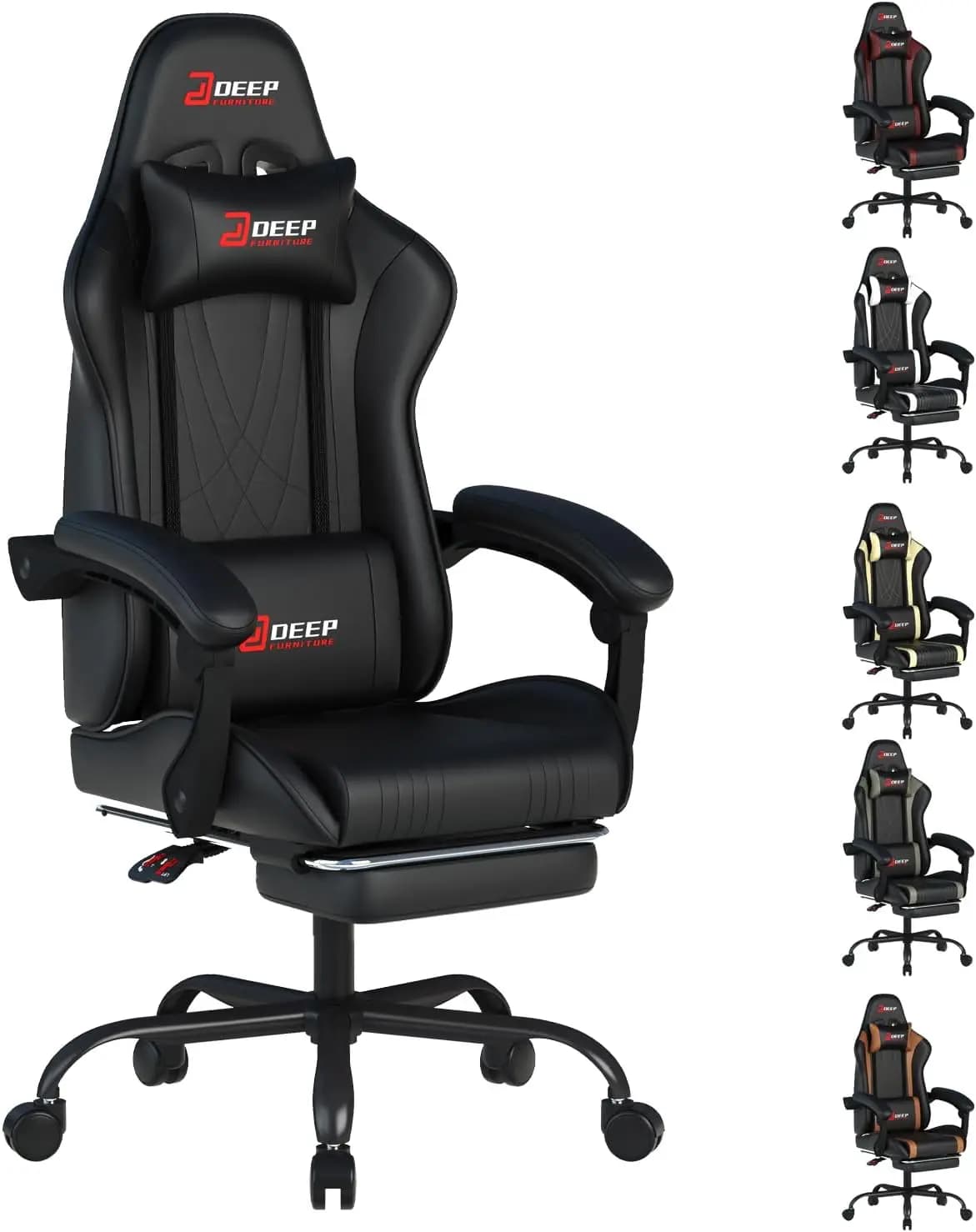 Sedia da gaming con poggiapiedi, sedia da gioco ergonomica con supporto lombare e braccioli collegati, sedia da computer reclinabile altezza A
