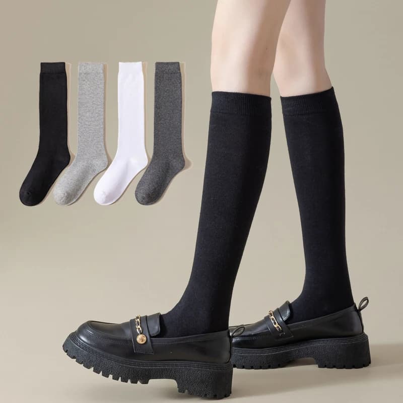 Women's long socks, women's fashion over-the-knee socks, JK socks, solid color, cotton, Japanese-style trendy Korean fashion