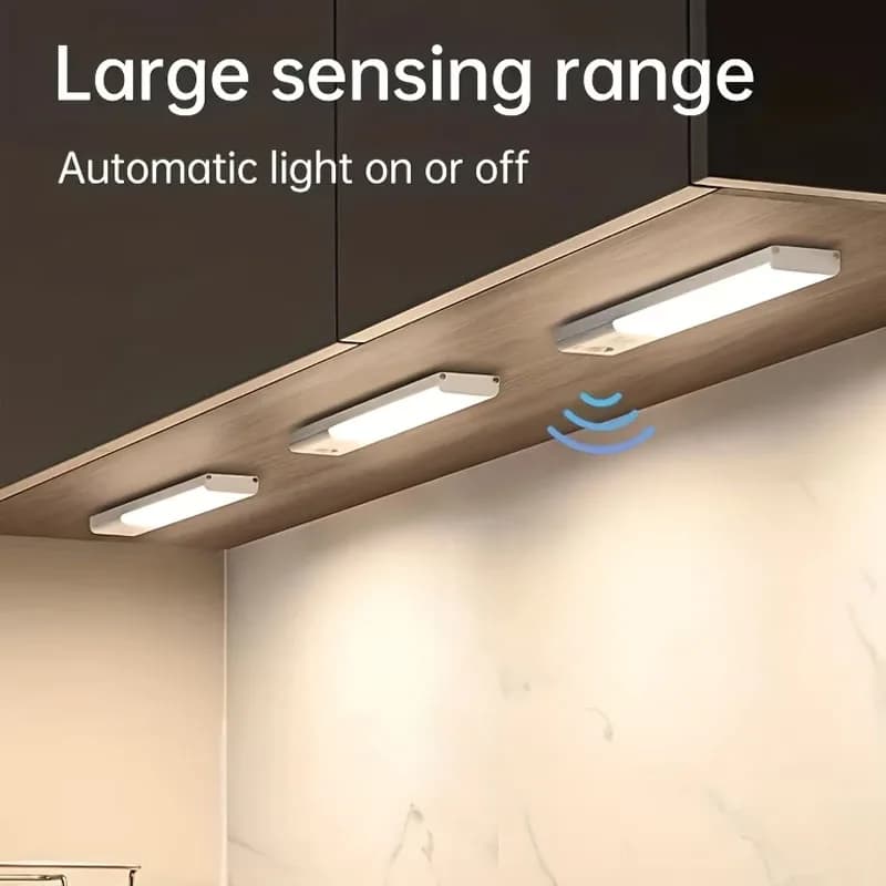 Striscia LED con Sensore di Movimento Ultra-Sottile Magnetica Ricaricabile USB con Luminosità Regolabile e Base di Ricarica per Cucine e Armadi