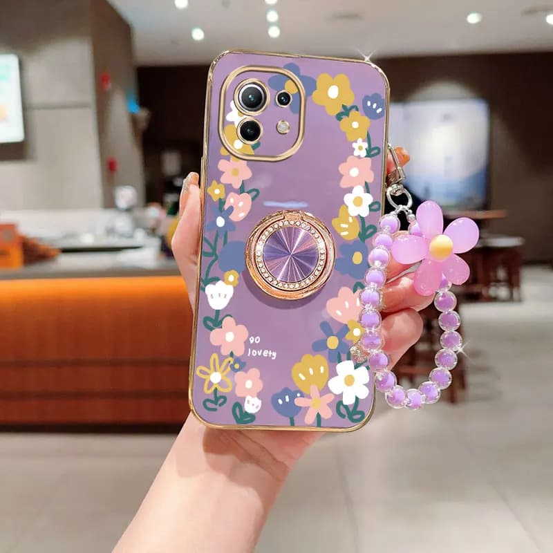 Jewelry Lanyard Cute Wreath Phone Holder Case For Xiaomi Mi 11 11T 12 12s Pro 12x 13 14 14T 15 Pro Lite Redmi A1 A3 A5 Cover