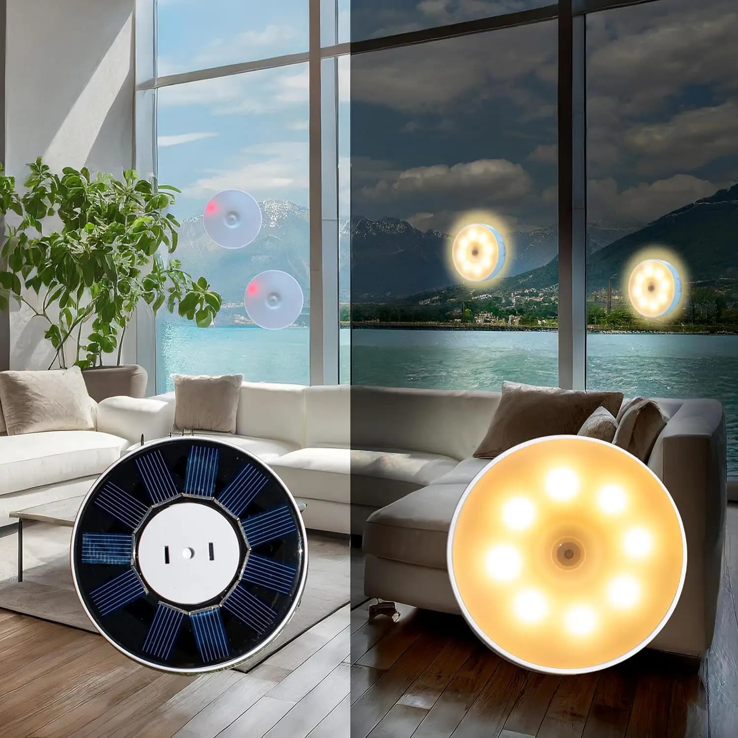 Motion Sensor Night Lamp Rechargeable USB Solar Garden Light LED Wireless For Kitchen Cabinet Bedroom Porch Lighting