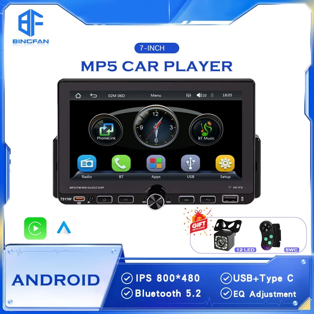 Autoradio da 7 pollici Multimedia GPS Navigazione Wireless Carplay Android Auto Bluetooth Musica FM AM RDS Touch Screen universale