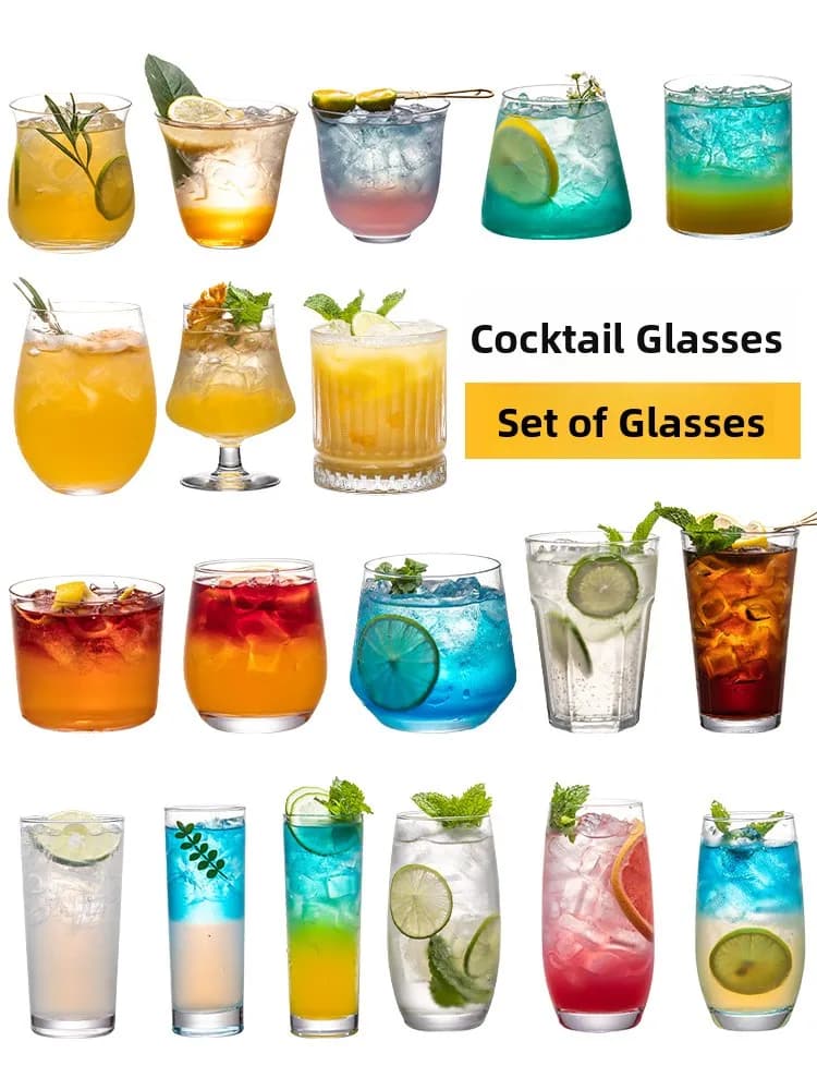 Creative Cocktail Glass Set Wave Heightening Cup Long Island Iced Tea Glass Mojito Glass Barware Set Japanese Style Glass Cup