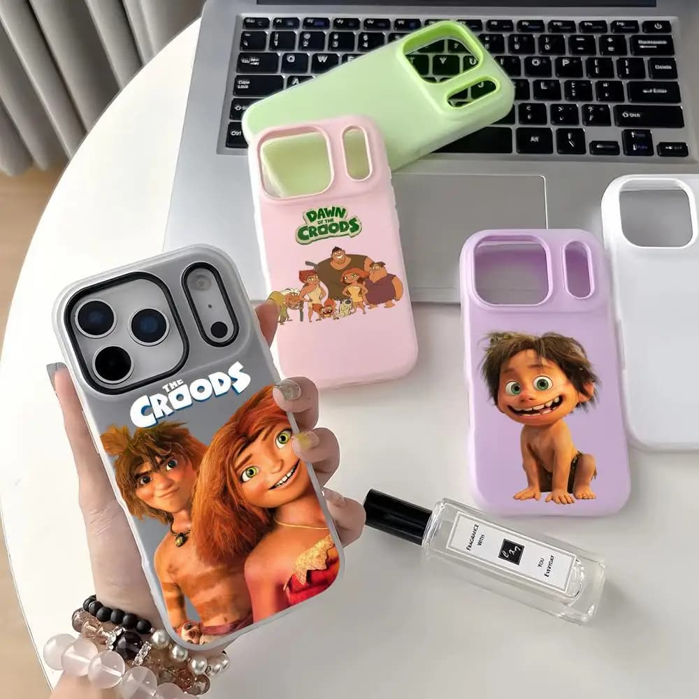 Custodia per telefono Fun Movie The C-Croods in gel a doppio strato antiurto per iPhone 17 16 15 14 13 12ProMax