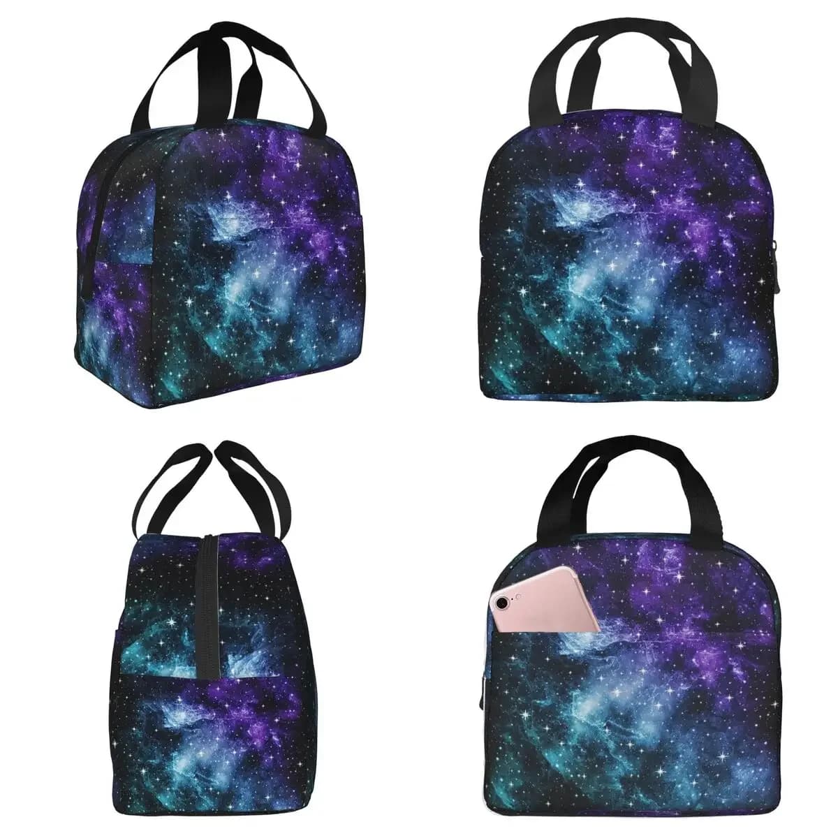 Purple Teal Galaxy Nebula Dream Insulated Lunch Bag for Kids School Cooler Thermal Food Box Tote Portable Lunch Boxes Container