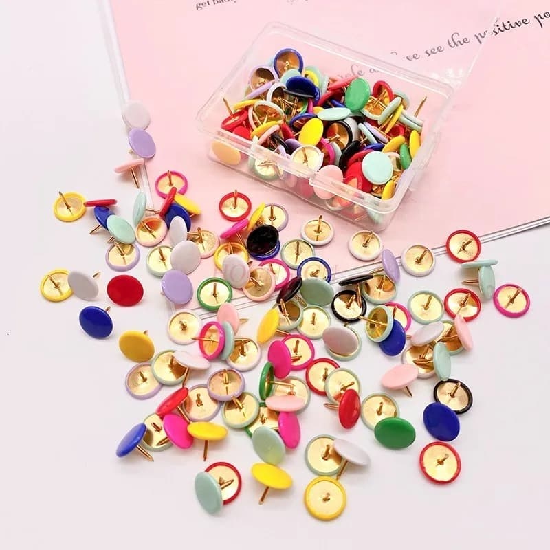 100 pieces of colored dots, coloured circular chiodins, for photos on soft wood table, felt, artistic nails for nursery